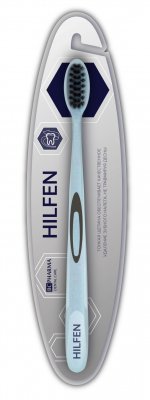 Купить хелфен (hilfen) зубная щетка средней жесткости черная щетина голубая, 1шт в Нижнем Новгороде