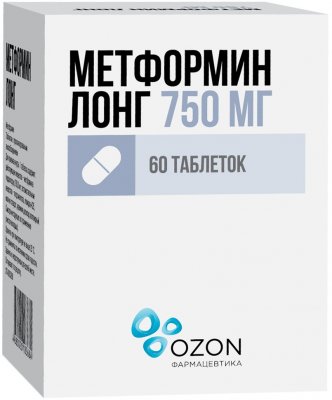 Купить метформин лонг, таблетки с пролонгированным высвобождением, покрытые пленочной оболочкой 750мг, 60 шт в Нижнем Новгороде