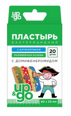 Купить пластырь up&go бактерицидный с антисептиком на полимерной основе для детей пираты, 20 шт в Нижнем Новгороде
