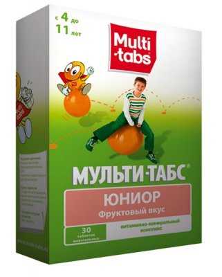Купить мульти-табс юниор, таблетки жевательные, 30 шт с фруктовым вкусом в Нижнем Новгороде