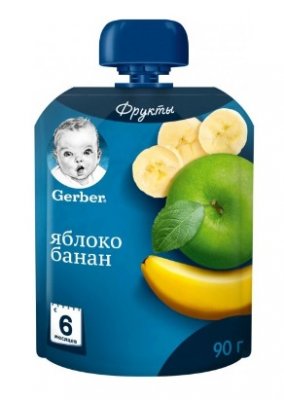 Купить gerber (гербер) пюре яблоко-банан пауч с 6 месяцев, 90г в Нижнем Новгороде
