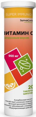 Купить витамин с 900 здравсити, таблетки шипучие со вкусом цитруса 4г, 20 шт бад в Нижнем Новгороде