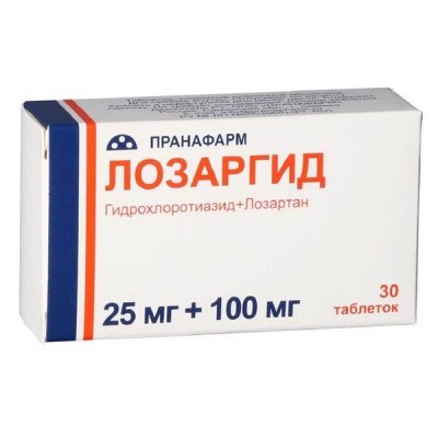 Купить лозаргид, таблетки покрытые пленочной оболочкой 25мг+100мг, 30 шт в Нижнем Новгороде