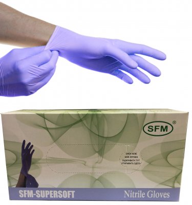 Купить перчатки sfm смотровые нестерильные нитриловые неопудрен текстурир размер l, 100 пар, фиолетовые в Нижнем Новгороде