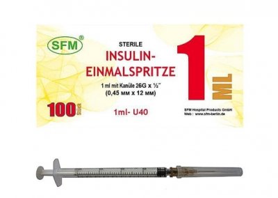 Купить шприц 1мл инсулиновый sfm 40ме/мл с иглой, 20шт в Нижнем Новгороде
