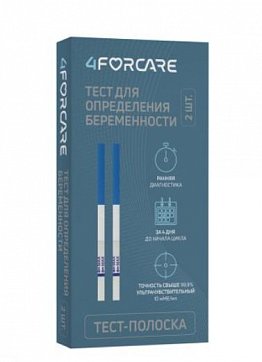 4FORCARE Тест-полоска для определения беременности ультрачувствительный, 2 шт