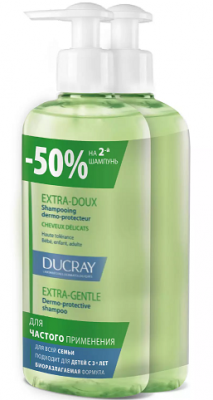 Купить дюкре экстра-ду (ducray extra-doux) шампунь защитный для частого применения 400мл 2шт (-50% на второй продукт) в Нижнем Новгороде