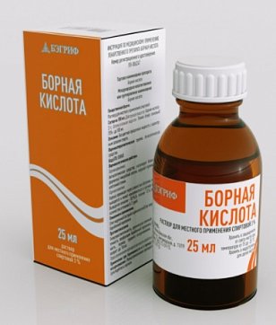 Борная кислота, раствор (спиртовой) для наружного применения 3%, флакон 25мл