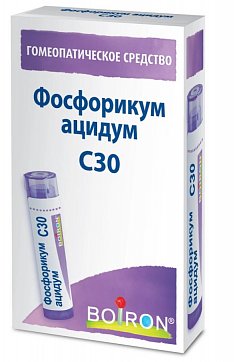 Фосфорикум ацидум С30, гомеопатический монокомпонентный препарат минерально-химического происхождения, гранулы гомеопатические 4 гр