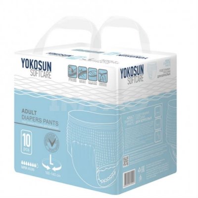 Купить yokosun (йокосан) подгузники-трусики для взрослых размер l (объем 100-140см) 10 шт в Нижнем Новгороде