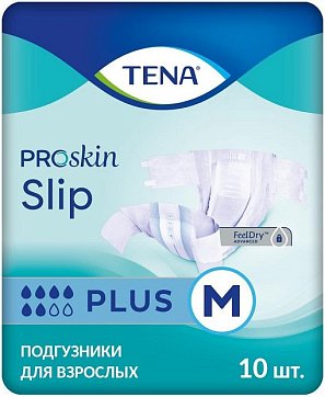Tena Proskin Slip Plus (Тена) подгузники размер M, 10 шт
