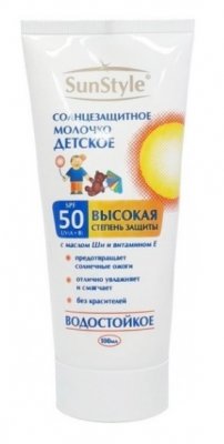 Купить sun style (сан стайл) молочко детское солнцезащитное водостойкое spf50, 100мл в Нижнем Новгороде