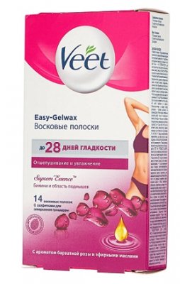 Купить veet easy-gelwax (вит) восковые полоски для депиляции для бикини с ароматом бархатной розы, 14шт в Нижнем Новгороде