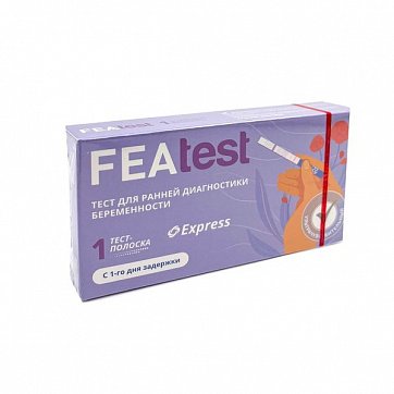 FEAtest (Феатест) тест-полоски для ранней диагностики беременности и качественного определения ХГЧ в моче, 1 шт