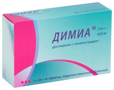 Купить димиа, таблетки, покрытые пленочной оболочкой 3мг+0,02мг, 84 шт в Нижнем Новгороде