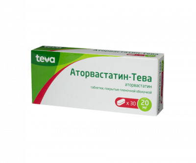 Купить аторвастатин-тева, таблетки, покрытые пленочной оболочкой 20мг, 30 шт в Нижнем Новгороде