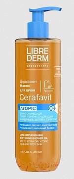 Librederm Cerafavit (Либридерм) масло липидовосстанавливающее для душа смягчающее с церамидами и пребиотиками, 400мл
