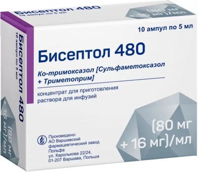 Купить бисептол, концентрат для приготовления раствора для инфузий (80мг+16мг)/мл, ампулы 5мл, 10 шт в Нижнем Новгороде