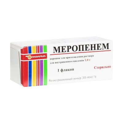 Купить меропенем, порошок для приготовления раствора для внутривенного введения 1г, флакон в Нижнем Новгороде