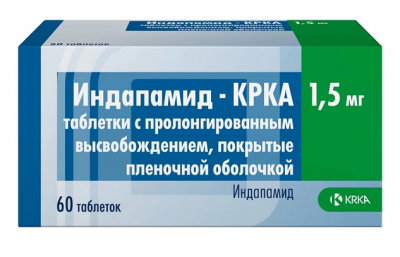 Купить индапамид-крка, таблетки с пролонгированным высвобождением, покрытые пленочной оболочкой 1,5мг, 60 шт в Нижнем Новгороде