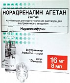 Купить норадреналин агетан, концентрат для приготовления раствора для внутривенного введения 2мг/мл, ампулы 8мл, 10 шт в Нижнем Новгороде