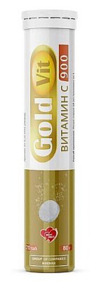 Купить gold vit (голд вит) витамин с 900, таблетки шипучие 4г, 20 шт бад в Нижнем Новгороде
