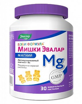Бэби Формула Мишки Магний, пастилки жевательные массой 4г, 30 шт БАД