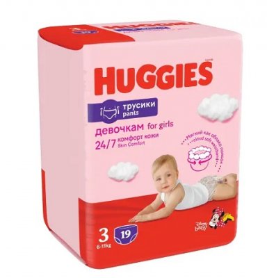 Купить huggies (хаггис) трусики-подгузники 3 для девочек 7-11кг 19шт в Нижнем Новгороде