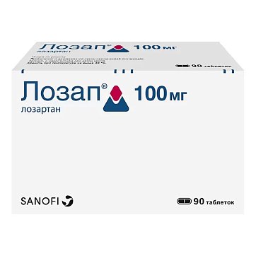 Лозап, таблетки, покрытые пленочной оболочкой 100мг, 90 шт