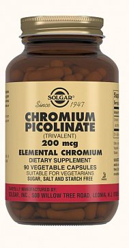 Solgar (Солгар) Пиколинат хрома 200мкг, капсулы 345мг 90 шт БАД