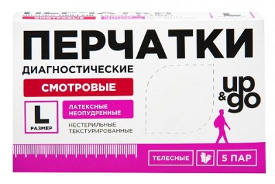 Купить перчатки up&go смотровые латексные неопудрен нестерильные размер l, 5 шт в Нижнем Новгороде