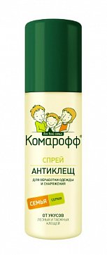 Комарофф Семья спрей антиклещ для одежды и снаряжения, 125мл