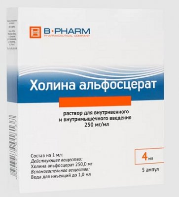 Купить холина альфосцерат, раствор для внутривенного и внутримышечного введения 250мг/мл, ампулы 4мл, 5 шт в Нижнем Новгороде