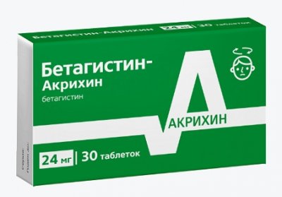 Купить бетагистин-акрихин, таблетки 24мг, 30 шт в Нижнем Новгороде