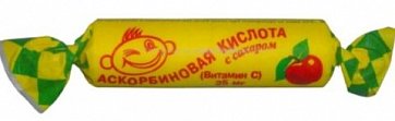 Аскорбиновая кислота с сахаром, таблетки со вкусом яблока, 10 шт БАД