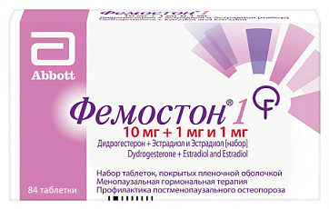 Фемостон 1, набор таблеток, покрытых пленочной оболочкой 10мг+1мг и 1мг 84шт