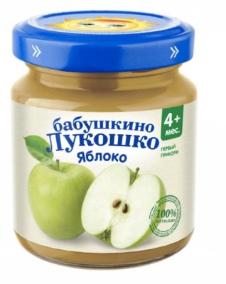 Купить бабушкино лукошко пюре яблоко без сахара, 100г в Нижнем Новгороде
