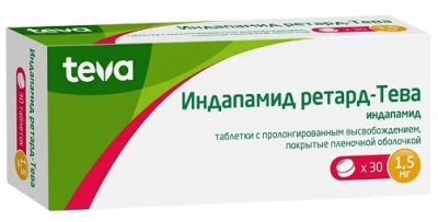 Купить индапамид ретард-тева, таблетки с пролонгированным высвобождением, покрытые пленочной оболочкой 1,5мг, 30 шт в Нижнем Новгороде