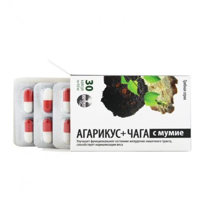 Купить агарикус+чага с мумие грибная серия, капсулы 450мг, 30 шт бад в Нижнем Новгороде