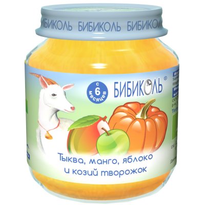 Купить бибиколь пюре тыква/манго/яблоко/козий творожок 125г  в Нижнем Новгороде