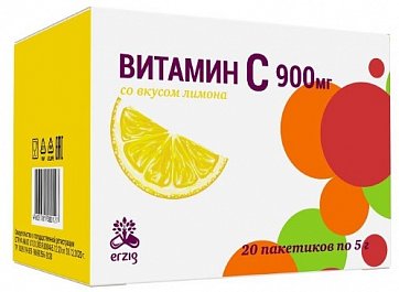 Витамин С 900мг со вкусом лимона, саше-пакет 5г, 20 шт БАД