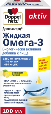 Купить doppelherz (доппельгерц) актив жидкая омега-3, жидкость для приема внутрь, флакон 100 мл. бад в Нижнем Новгороде