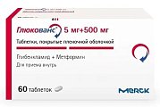 Купить глюкованс, таблетки, покрытые пленочной оболочкой, 500мг+5мг, 60 шт в Нижнем Новгороде