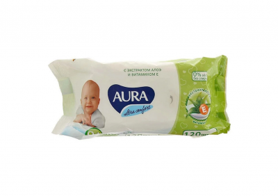 Купить aura (аура) салфетки влажные детские ультра комфорт алоэ и витаминин е 100 шт в Нижнем Новгороде