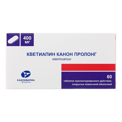 Купить кветиапин-канон пролонг, таблетки пролонгированного действия, покрытые пленочной оболочкой 400мг, 60 шт в Нижнем Новгороде