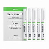 Купить биосулин н, суспензия для подкожного введения 100 ме/мл, картридж 3мл+шприц-ручка биоматикпен 2, 5шт в Нижнем Новгороде
