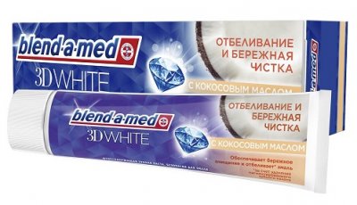 Купить бленд-а-мед (blend a med)зубная паста 3d вайт отбеливание и бережная чистка с кокосовым маслом 100мл в Нижнем Новгороде