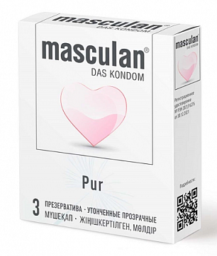 Masculan (Маскулан) презервативы утонченные прозрачные PUR, 3 шт