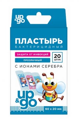 Купить пластырь up&go бактерицидный с ионами серебра прозрачный для детей, 20 шт в Нижнем Новгороде