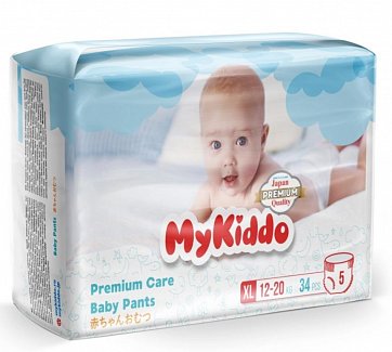 MyKiddo Premium (МайКиддо) подгузники-трусики для детей 12-20кг, 34 шт размер ХL